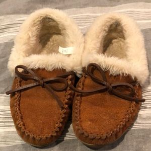 J Crew suede faux-shearling moccasin slippers